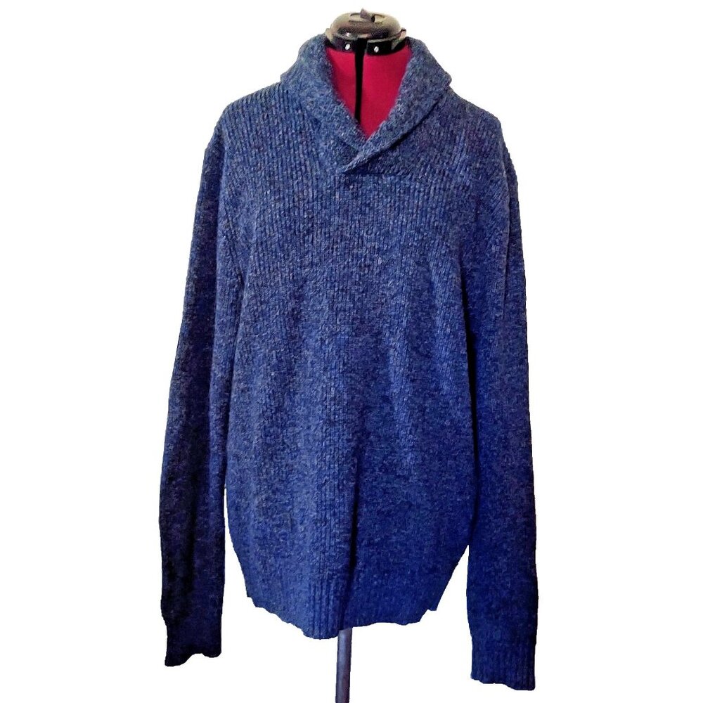 American Eagle Men's XL Sweater Blue Athletic Fit Shawl Collar Pullover AE